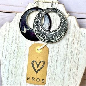 💜Deep Purple hoop earrings with a western twist!